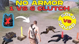 1 VS 6 CLUTCH! From Bot To LVL 6 In 5 Min. | SOLO VS SQUAD No Armor Challenge / PUBG METRO ROYALE