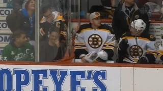 Brad Marchand Chats with Canucks Fan and Kisses Ring Finger