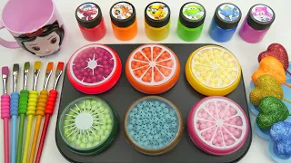 Satisfying Video l How to make Mixing Beads IN BIG Fruit Slimes AND Glitter Lollipops Cutting ASMR