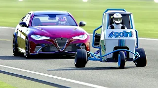 Alfa Romeo Giulia GTAm vs Piaggio Ape Monster at Top Gear Track