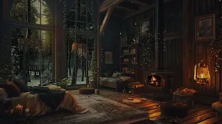 Winter Vibes and Snowy Wind Sound ASMR | Cozy Winter Fireplace Ambience | Enhanced Yoga and Exercise