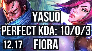 YASUO vs FIORA (TOP) | 10/0/3, 71% winrate, 1.9M mastery, Legendary | KR Master | 12.17