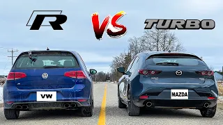 2021 Mazda3  2.5 Turbo vs VW Golf R - Drag Race