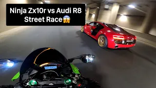 Ninja Zx10r VS Audi R8😨| Street race😱