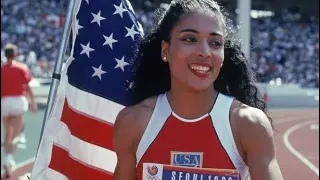 Florence Griffith joyner  100m world record in 1988. u. s. a bullet women 1984   record 200m.