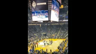 Steph, Draymond & Wiggins got All-Star Game rings from their kids before tonigths game at Chase cent