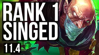 SINGED vs AATROX (TOP) | Rank 1 Singed, 3/1/8, 1400+ games, 1.0M mastery | EUW Challenger | v11.4