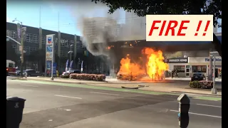 Massive Gas Station #Fire & #Explosion in San Francisco (Full Version)