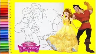 Coloring Disney Princess Belle and Gaston - Beauty and the Beast Coloring Pages for kids