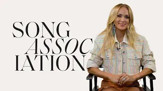 Carrie Underwood Sings "Denim & Rhinestones" and Taylor Swift in a Game of Song Association | ELLE