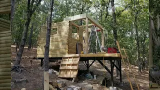 [part 3] Landscape timber cabin.. solo build