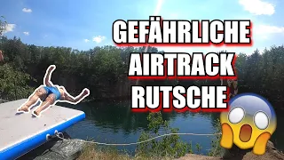 Airtrack-Rutsche von 8 Meter Klippe?! // 19 Meter Sprung im Steinbruch