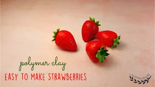 JustHandmade - Easy to make polymer clay STRAWBERRIES - tutorial / DIY strawberry