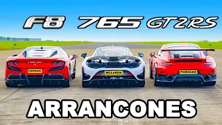Ferrari F8 vs McLaren 765LT vs 911 GT2 RS: ARRANCONES