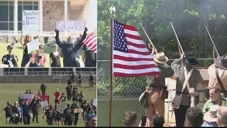 Stone Mountain Confederate Memorial Day holds rally, met with protesters