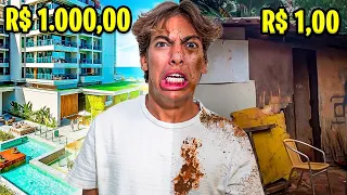 SOBREVIVI NO HOTEL DE R$1.000,00 VS. R$1