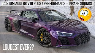 BEST SOUNDING CAR OF ALL TIME? CUSTOM AUDI R8 V10 PLUS/PERFORMANCE - QUICKSILVER TITANIUM & MORE