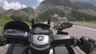 BMW C 650 GT driving up Passo di Stelvio, Stilfser Joch - (pure sound, no music)