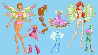 Paper Dolls Dress Up   WinX Club Dresses Handmade Quiet Book  Winx Story & Crafts