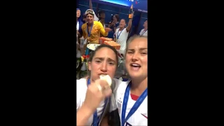 USWNT singing Queen's We Are the Champions after winning the World Cup 2019