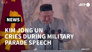 North Korea's Kim Jong Un cries in rare apology during military parade | AFP