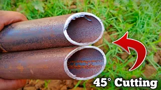 Round Pipe Cutting Idea // 45 Degree Angle Cutting. Mr Tools King