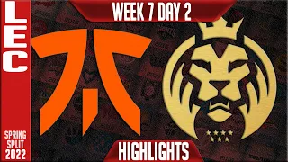 FNC vs MAD Highlights | LEC Spring 2022 W7D2 | Fnatic vs MAD Lions