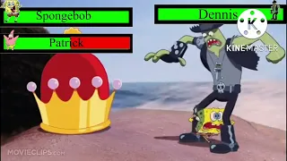 spongebob and patrick vs dennis with healthbars