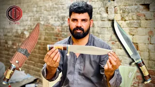 AMAZING TECHNIQUE OF MAKING SUPER SHARP D2 STEEL STAG HANDLE BOWIE KNIFE | FULL PROCESS