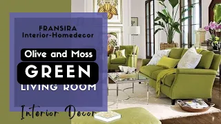 GREEN SOFA LIVING ROOM DECORATING IDEAS #greeninterior #greenlivingroom