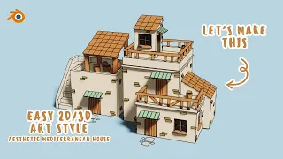 Create Aesthetic Mediterranean House in Blender 🏠 - Grease Pencil & Toon Shader ✏️ - With Voice 💫