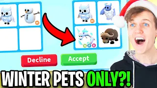 Can We Beat The TRADING NEW WINTER PETS ONLY CHALLENGE In ADOPT ME!? (ADOPT ME CHRISTMAS UPDATE!)