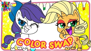 My Little Pony Pony Life Rarity and Applejack COLOR SWAP Coloring Pages How To Color
