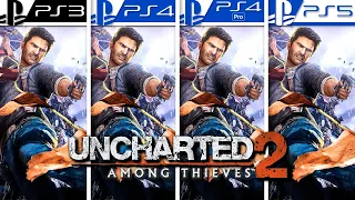 Uncharted 2 Among Thieves | PS3 vs PS4 vs PS4 Pro vs PS5 | Graphics Comparison (Side by Side) 4K