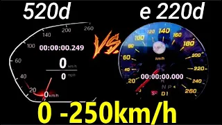 BMW G30 520d 190 hp vs Mercedes E220d 194hp - Acceleration Sound 0 -200 100 -200km/h