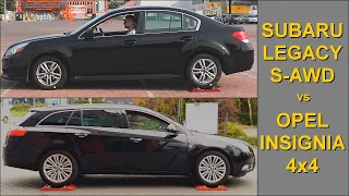 SLIP TEST - Subaru Legacy S-AWD vs Opel Insignia AWD - @4x4.tests.on.rollers