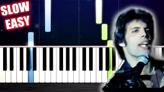 Queen - Don't Stop Me Now - SLOW EASY Piano Tutorial by PlutaX