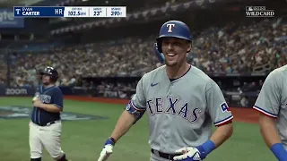 Rangers rookie Evan Carter is ON FIRE! He hits his FIRST CAREER postseason homer!