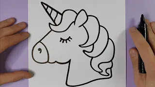 HOW TO DRAW A CUTE UNICORN EMOJI - HAPPY DRAWING