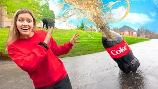 WORLDS BIGGEST COKE vs MENTOS Soda Rocket $10,000 Challenge (Mystery Neighbor Prank on Grace Sharer)