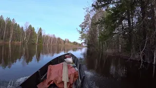 На лодке по большой воде на первую избу. /Весенняя охота 2022 / Фильм 3  (1 серия)