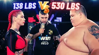 An MMA fight between a *240 kg* man and a *63 kg* woman !