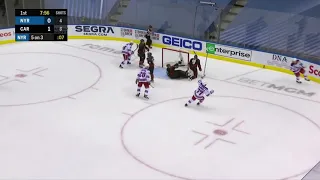 Panarin scores beautiful 5 on 3 goal to tie it 1-1