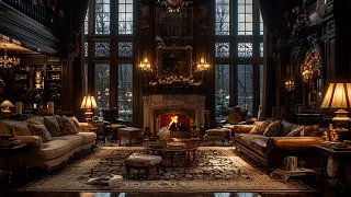 Immerse yourself in ASMR - A Fire Burning By The Fireplace In A Quiet Castle Room