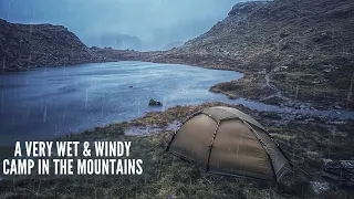 Solo Camping in Heavy Rain and Winds in the Mountains | Trangia Cooking | Hilleberg Soulo