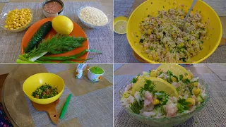 Легкий салат с тунцом  за 10 минут без майонеза. Light salad with canned tuna without mayonnaise.