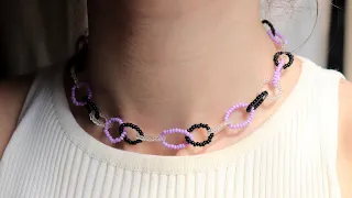 Very light beaded necklace. Simple beaded chain