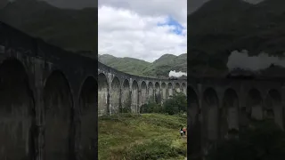 Harry Potter Hogwarts Express Steamtrain going over Glenfinnan Viaduct