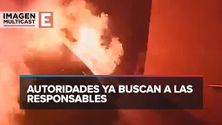 Zacatecas: Mujeres incendian auto estacionado al interior de una casa
