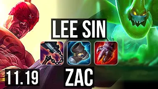 LEE SIN vs ZAC (JUNGLE) | 9/0/7, 2.6M mastery, 1300+ games, Legendary | EUW Master | v11.19